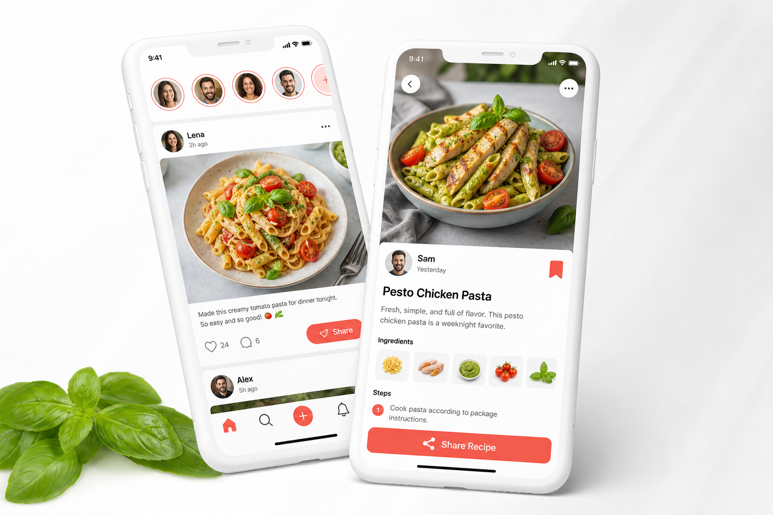 Sharing recipes with friends in Flawsome